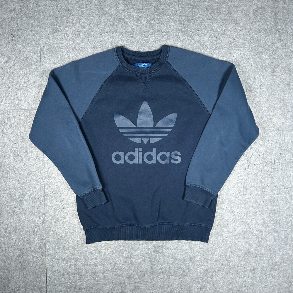 Adidas sweatshirt mens Small Navy AB7596 Trefoil Logo Pullover Streetwear